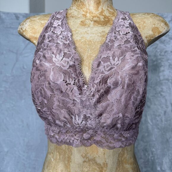 Soma Embraceable Lace Back Bralette Womens XL Lavender Adjustable Stretch Lined - Picture 1 of 6